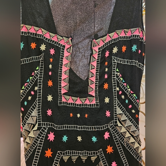 MARA HOFFMAN Runway Black Pink Silk Beaded Maxi Lakshmi Gown Dress M $995 - Picture 10 of 16